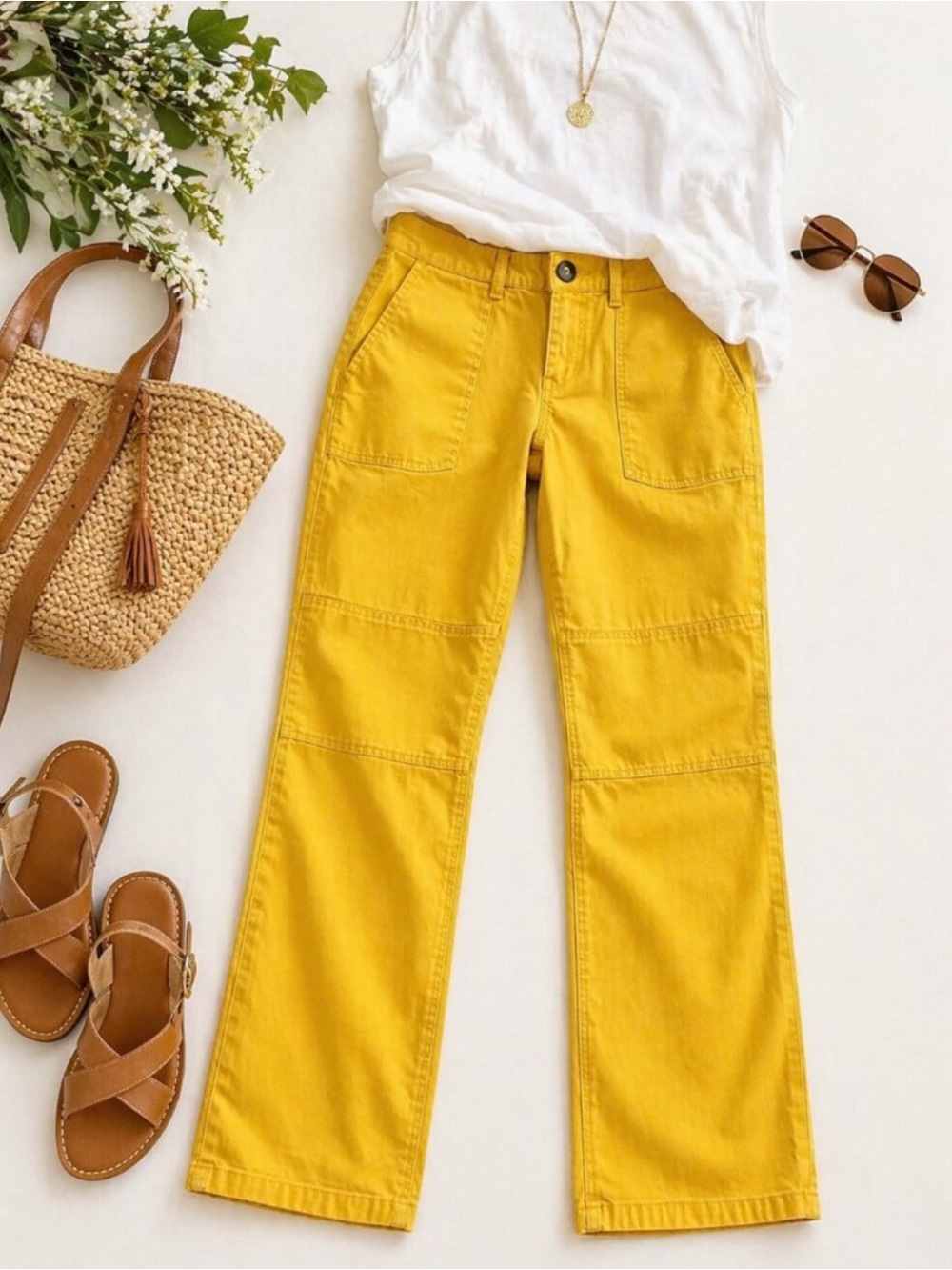 CABI Yellow Utility Pants Women’s Size 8